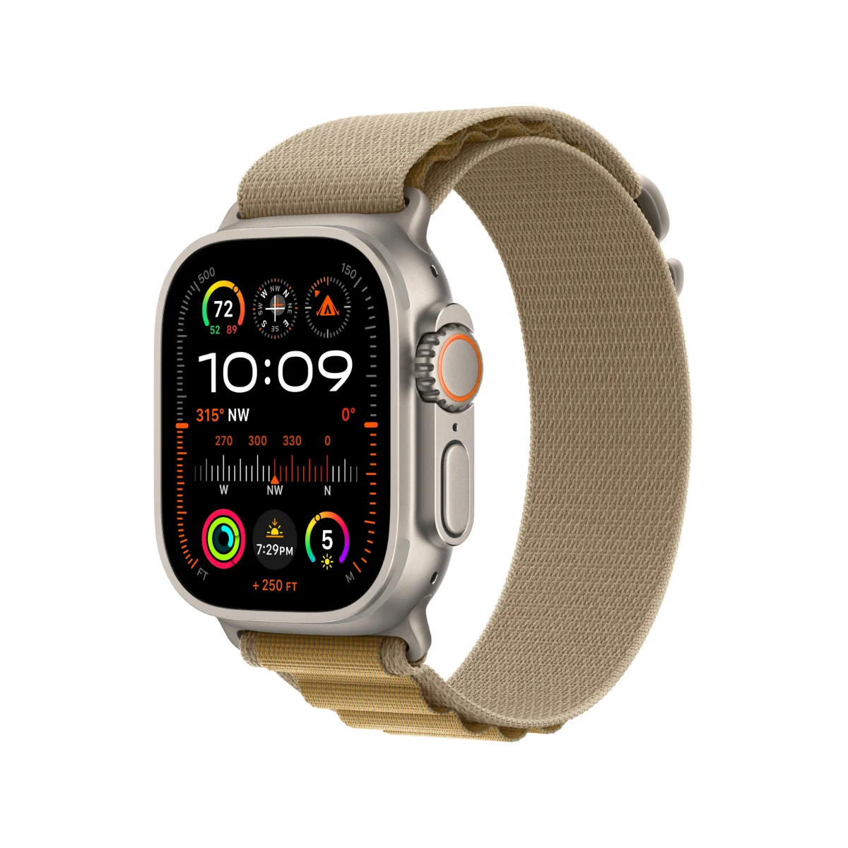 Apple Watch Ultra 2 Natural Titanium Case with Tan Alpine Loop - Small